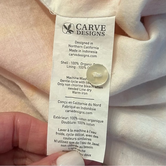 Carve Designs Mabel Dress Guava Sunrise Stripe Org Cotton Knee Length Women’s M - Picture 8 of 8